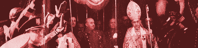 Le général Franco accompagné d'un évêque